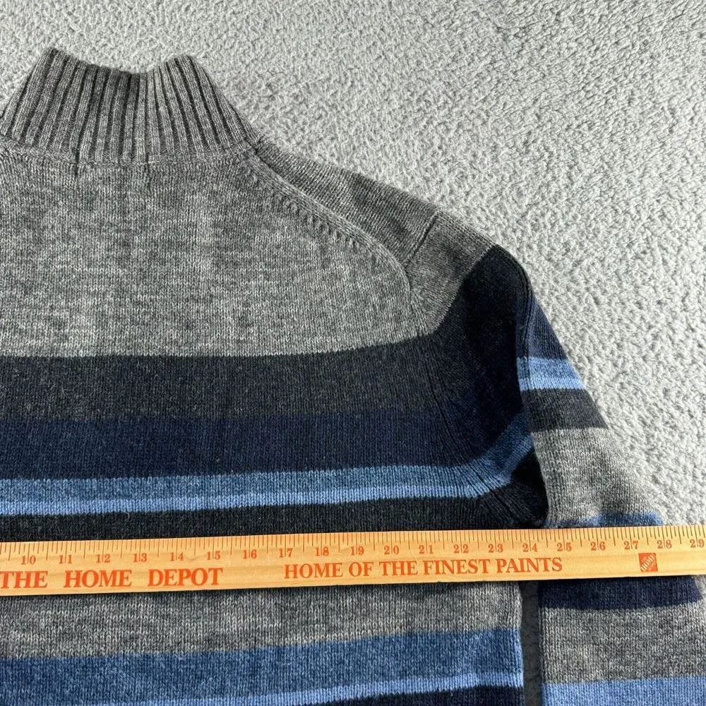 NEW Vintage Banana Republic Sweater Mens Extra Large Gray Blue Wool 1/4 Zip Mock